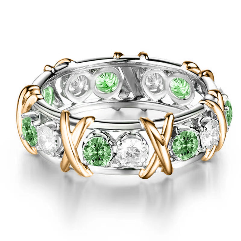 🌹 925-ös ezüst gyűrű kereszttel és teljes egészében moissanitból készült gyémánttal