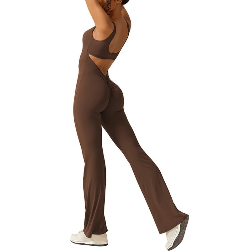 Kiszélesedő ujjatlan nadrágok Szexi nyitott hátú Body Nyitott hátú Seamless Yoga Jumpsuits