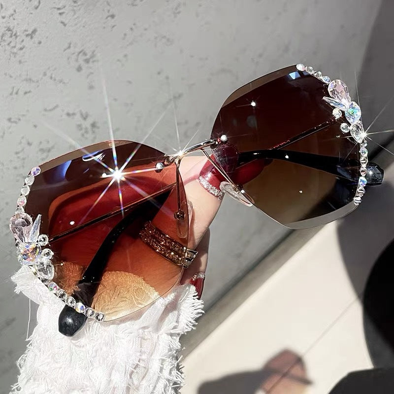 Női keret nélküli gyémánt napszemüveg